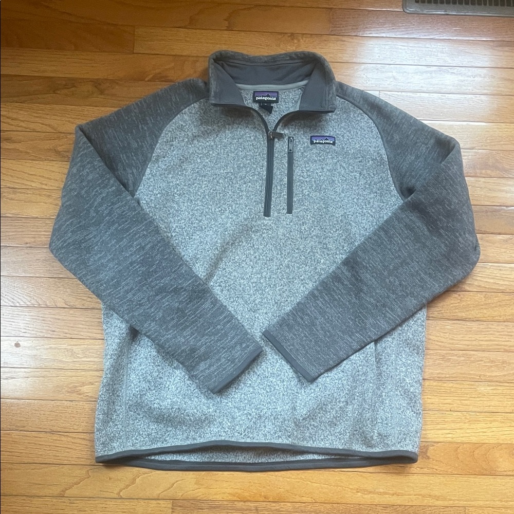 Patagonia Men's Grey Raglan Quarter-Zip Fleece Pullover